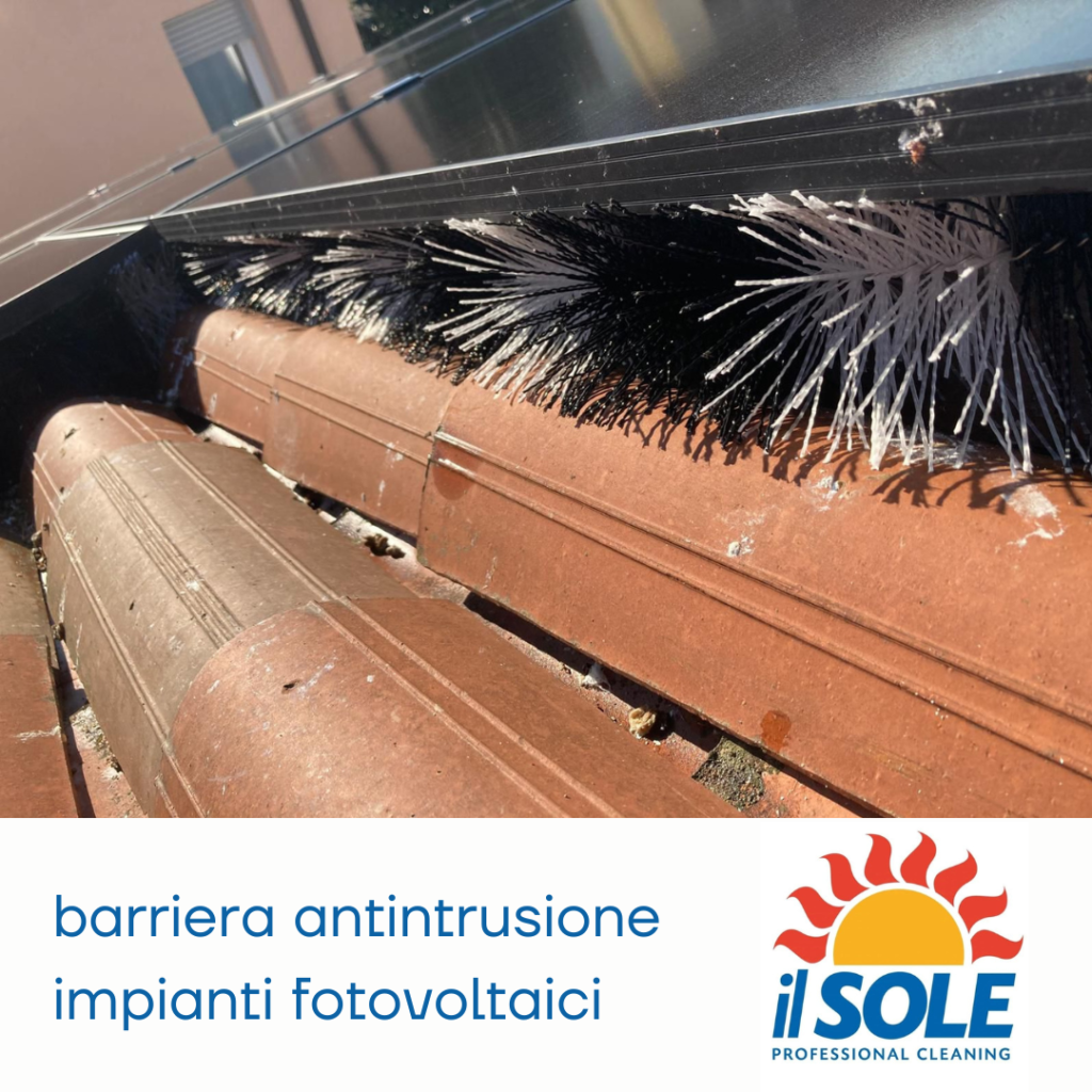 barriera antintrusione dissuasori volatili e piccioni pulizia pannelli fotovoltaici padova