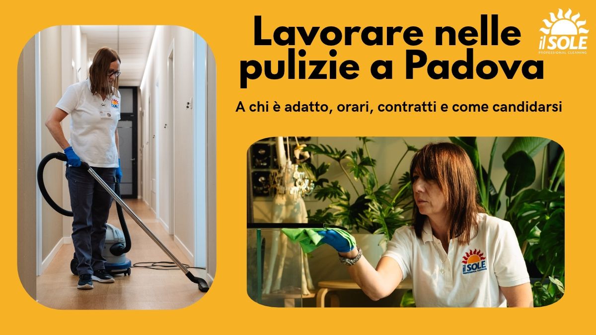 Addette di Impresa di Pulizie Il Sole al lavoro durante interventi di pulizia e sanificazione uffici a Padova